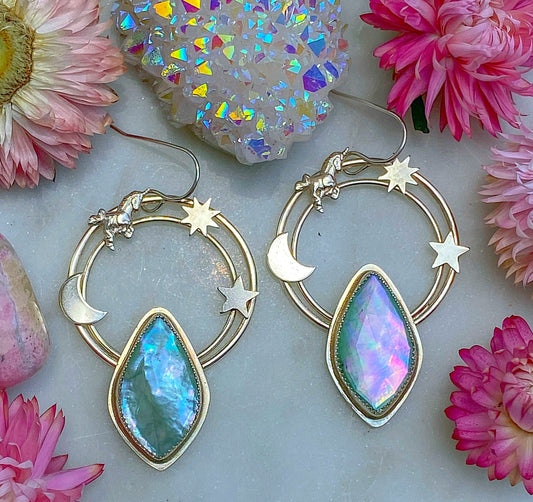 Mystical Orbit // Celestial Dangle Earrings // Handmade Sterling Silver