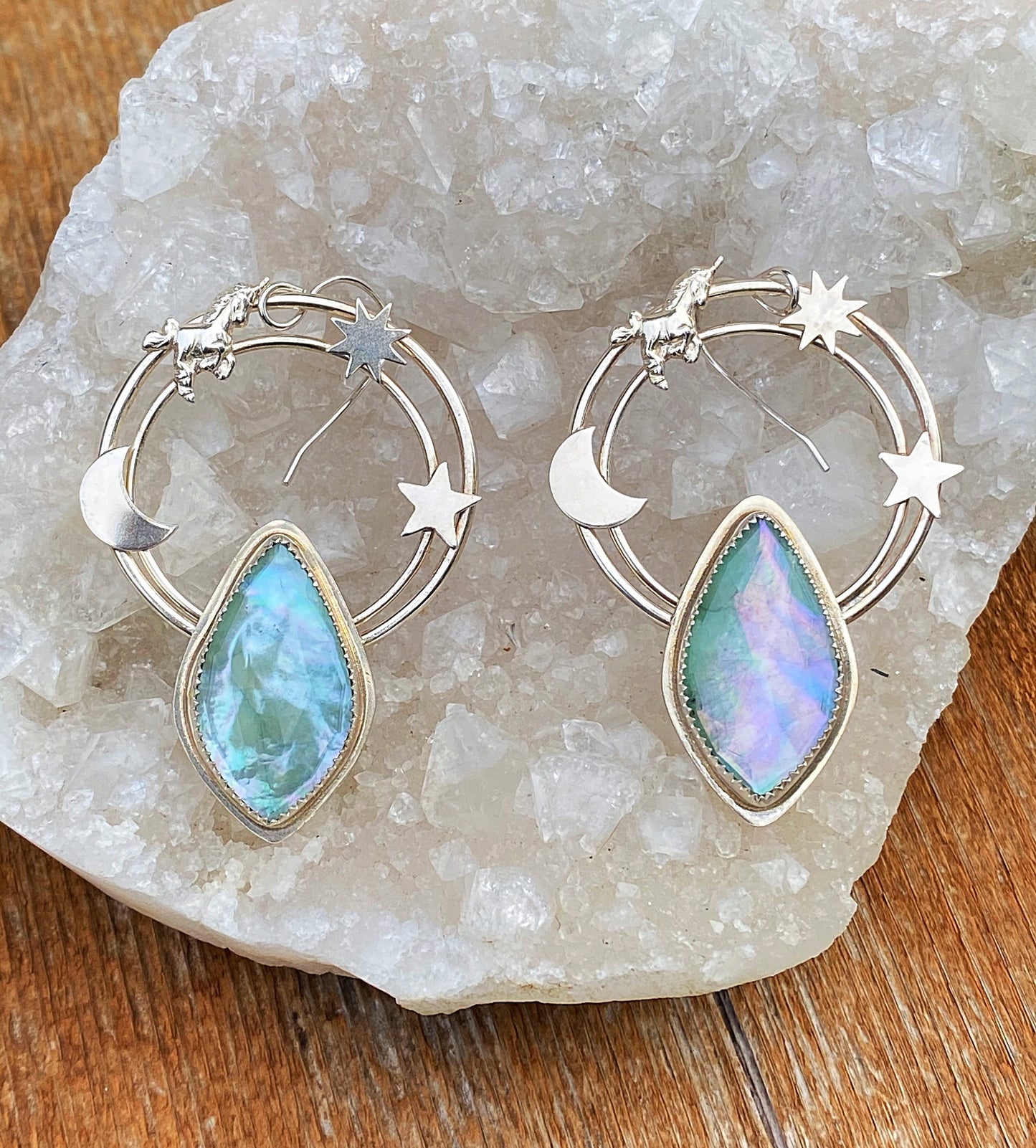 Mystical Orbit // Celestial Dangle Earrings // Handmade Sterling Silver