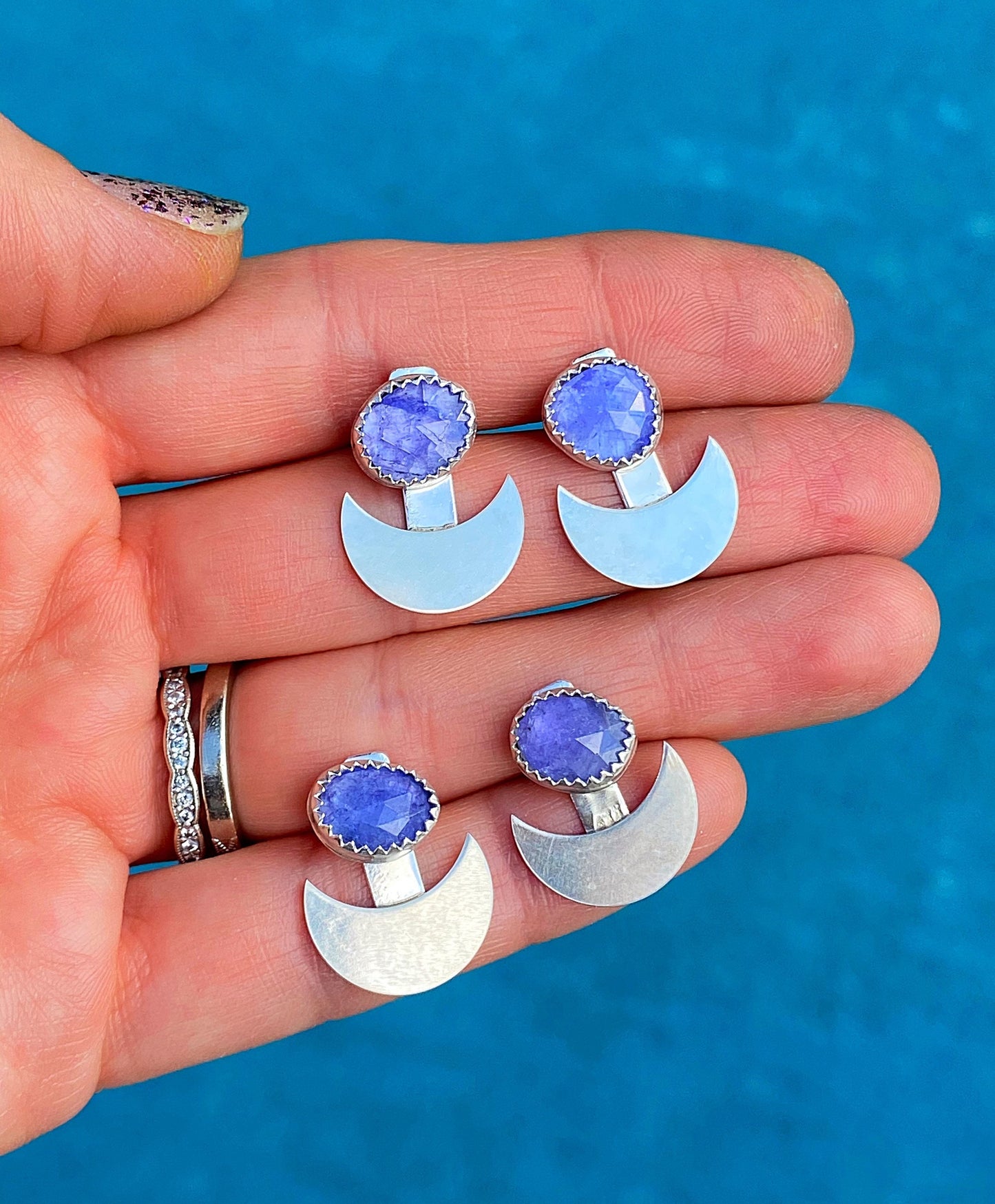 Made to Order Tanzanite Moon Ear Jackets / Studs