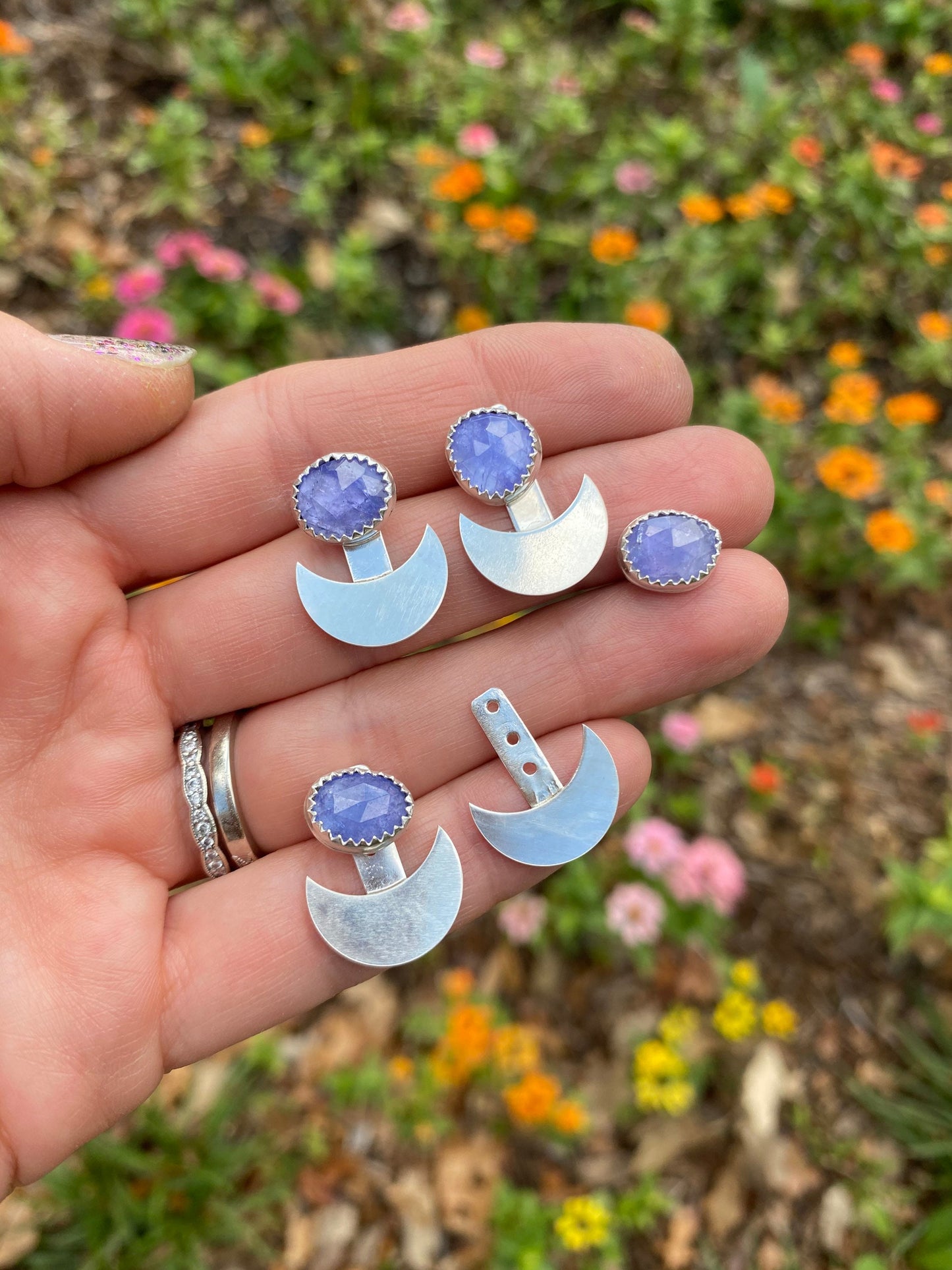 Made to Order Tanzanite Moon Ear Jackets / Studs