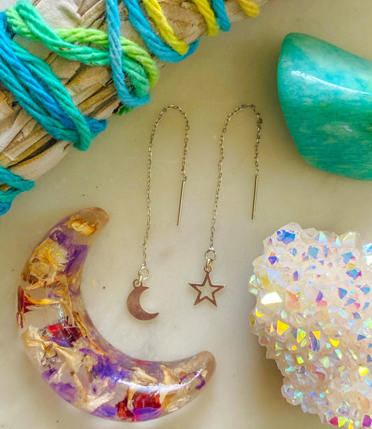 Moon and Star Ear Threaders