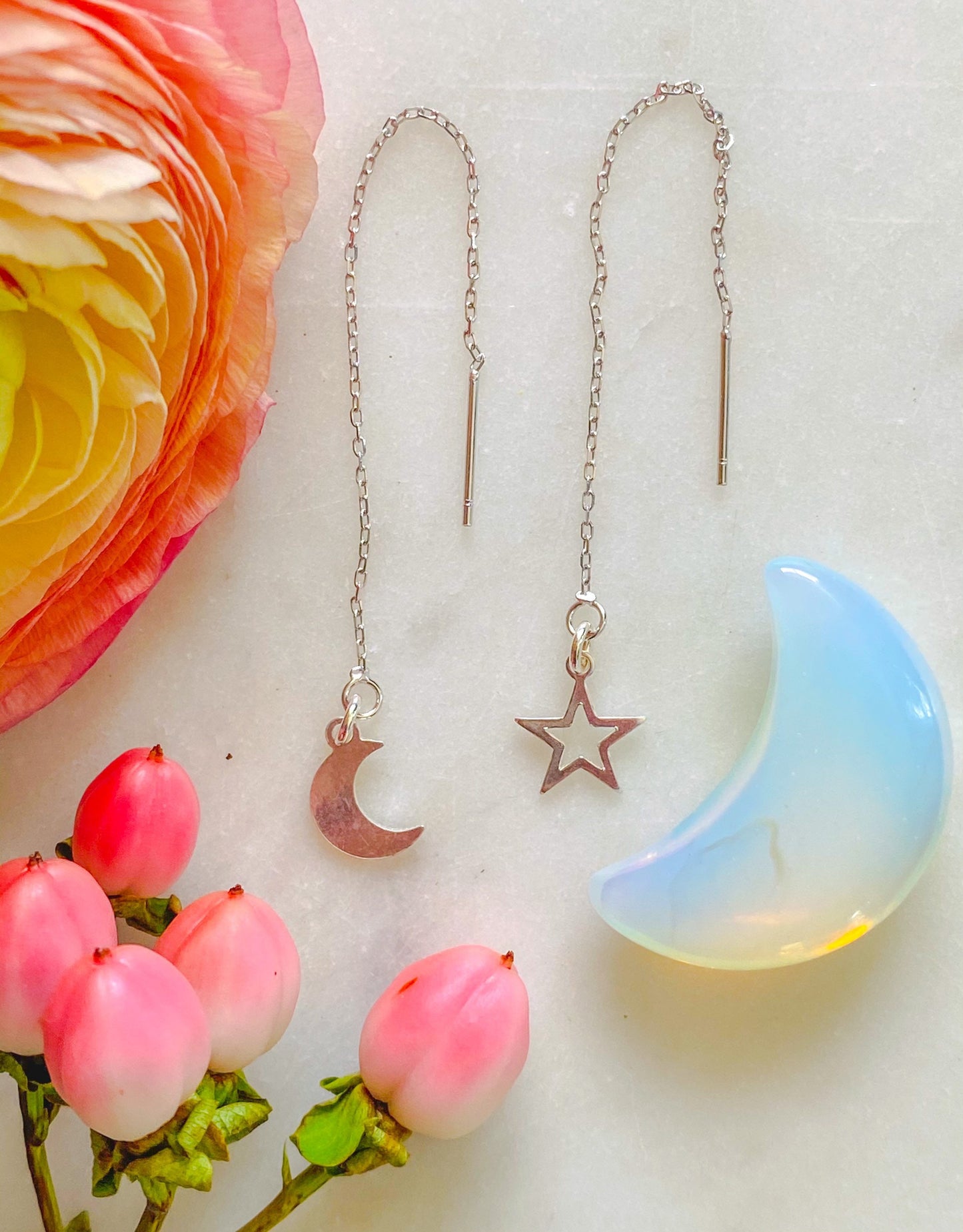 Moon and Star Ear Threaders