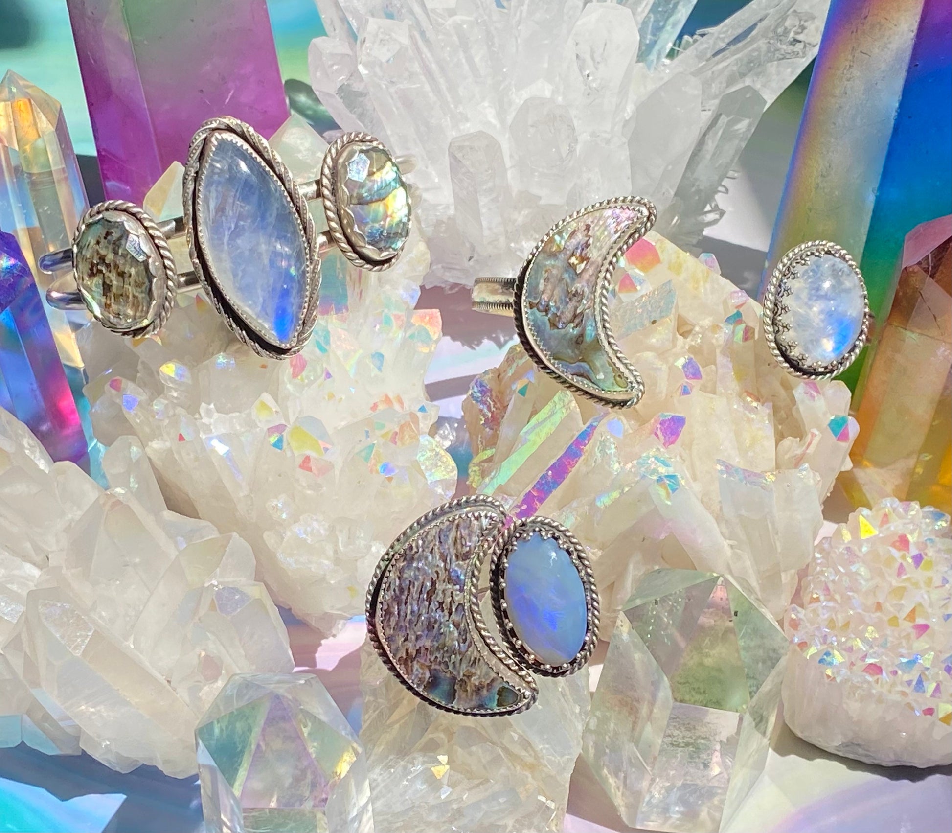 Moonstone and Abalone/Quartz Doublet Collecti thebohemianfairie Upon //Once Cuff a – Dream