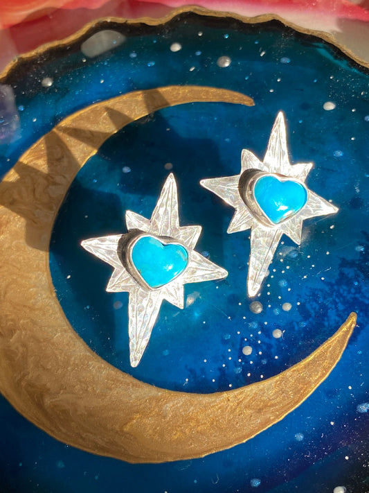 Heart Full of Stars Earrings // Starburst Ear Jackets