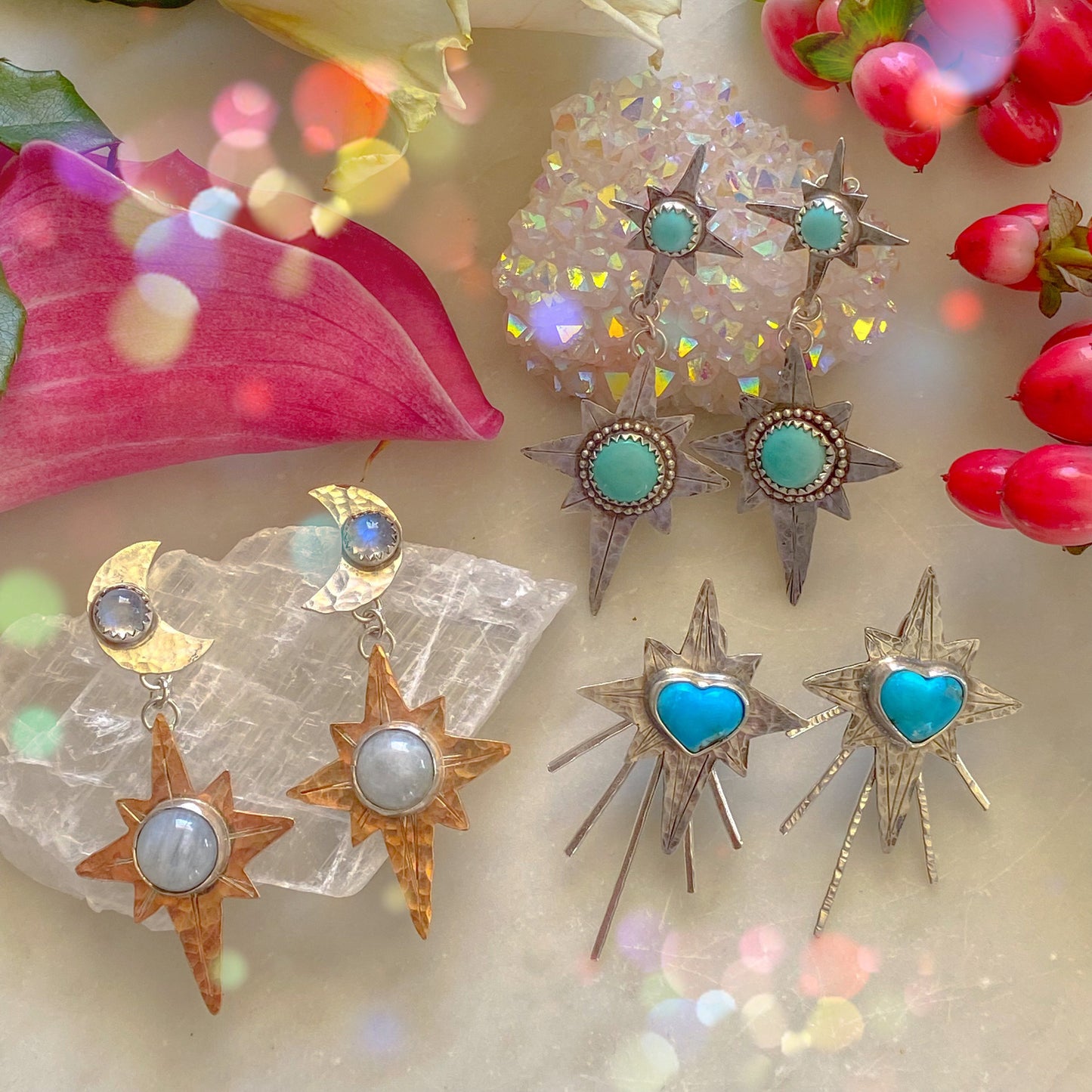 Heart Full of Stars Earrings // Starburst Ear Jackets