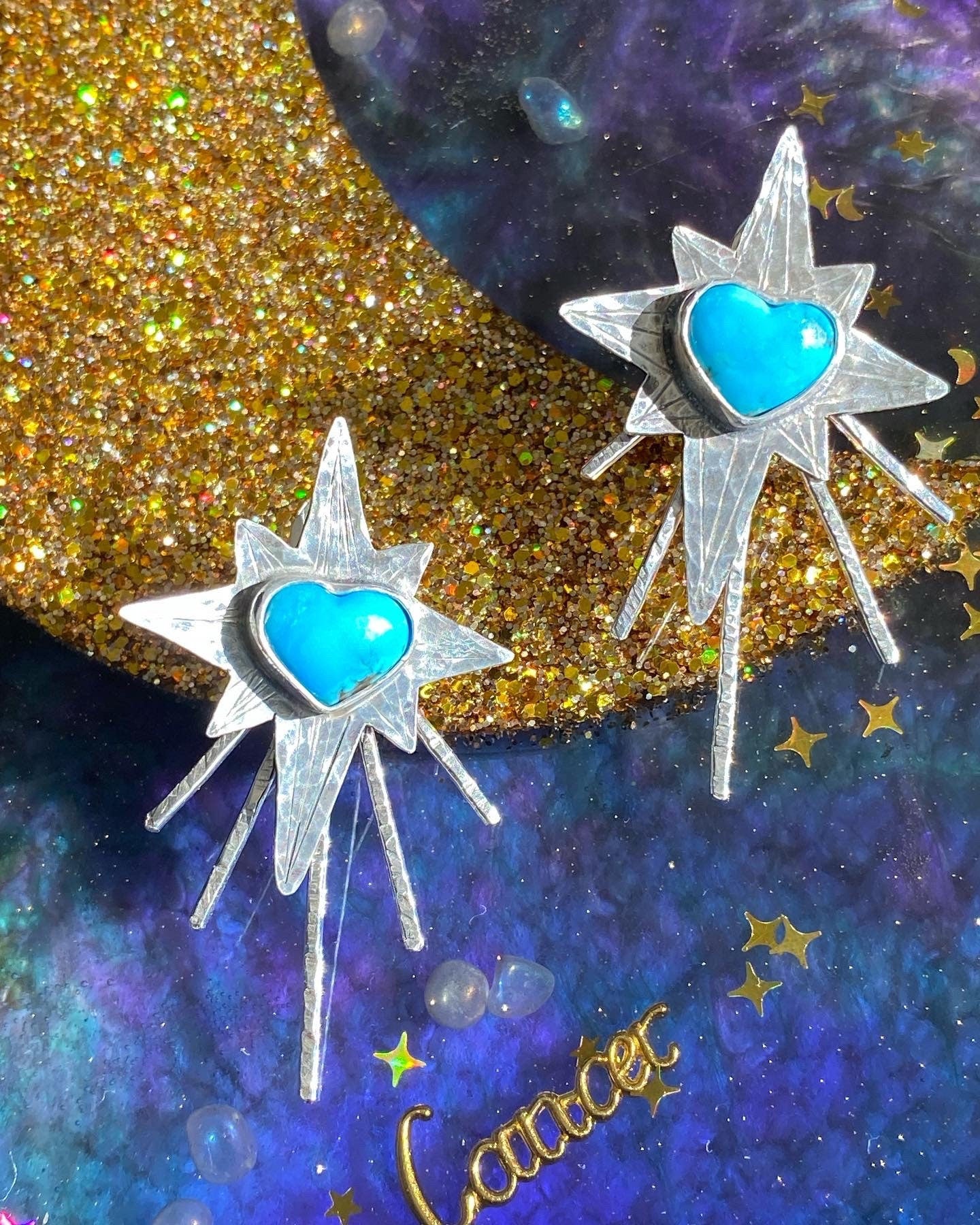 Heart Full of Stars Earrings // Starburst Ear Jackets